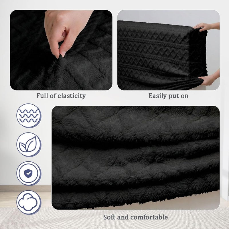 Gilprop Bed Headboard Cover Stretch Jacquard Bed Head Board Slipcover Dustproof Protector Velvet Cover for Bedroom Decor(Black Queen 59"-67") - Image 3